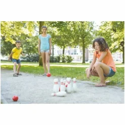 Buitenspeel Wooden Bowling Red and White