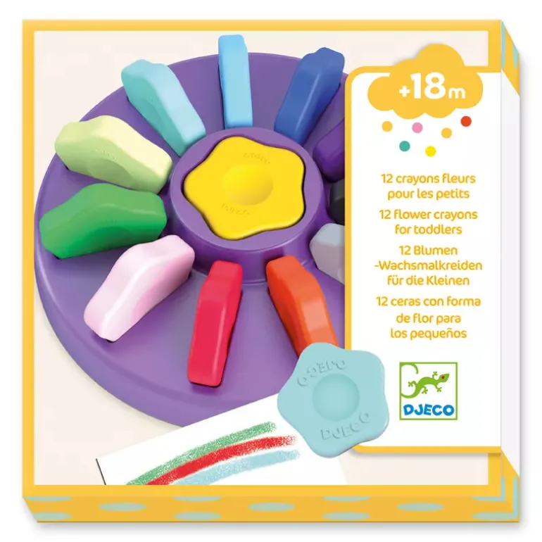 Djeco Crayons 12 Flower Crayons For Toddlers