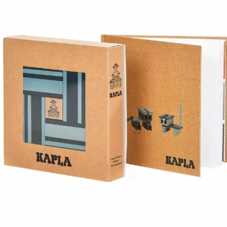 KAPLA® 40 Coloured Planks (Light Blue & Dark Blue) and Book