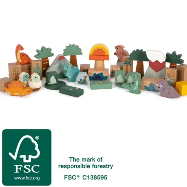 Wooden Building Blocks Dino